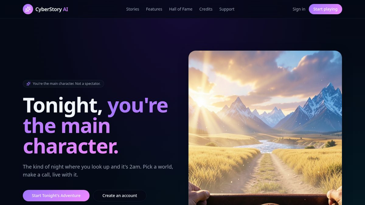 CyberStory AI website screenshot