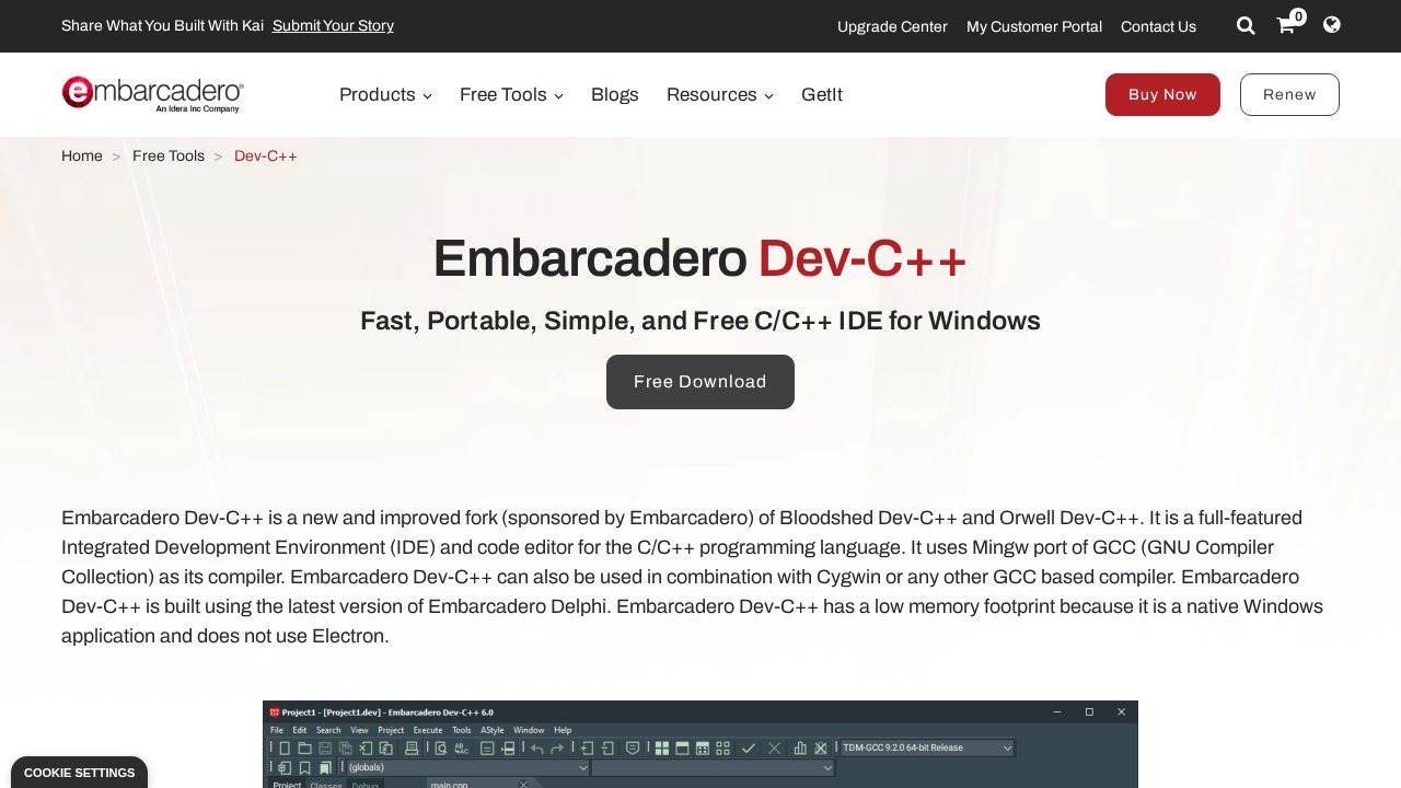 Embarcadero Dev-C++ website screenshot